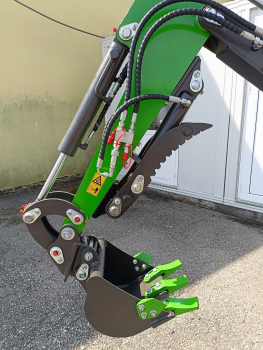 Aktionsangebot: Minibagger PRO 1,27 t inkl. Schaufel 300 mm,  Hydraulischen Daumengreifer und Schnellkuppler